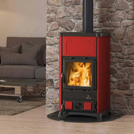 Stufa a legna 9,6kw basse emissioni riscaldamento ambienti,casa,bordeaux Fedora (1/4)