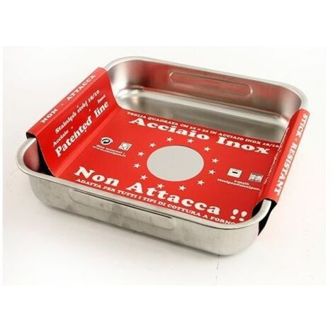 Teglia quadrata media antiaderente in acciaio inox 32x32