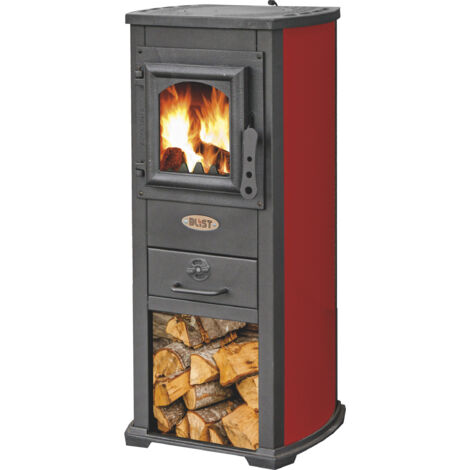 STUFA LEGNA 5.0 KW BERNA LUX ROSSO (1/4)