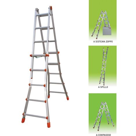 Scala in alluminio telescopica multiuso queen gr.5+5 mt.5,20 - Salone