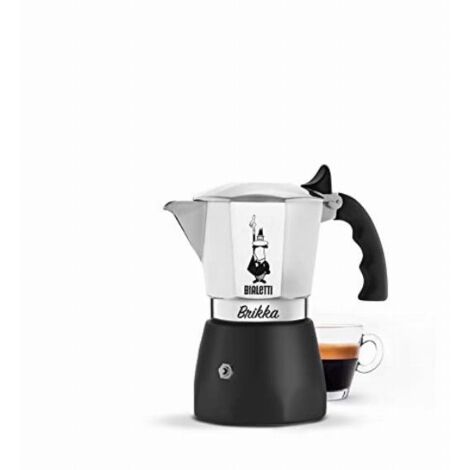 Bialetti Brikka 7312 Moka Caffè Metallo Plastica 2 tazze Termoplastica 1 pz Nero Argento