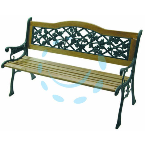 Vette panchina flora in ghisa e legno per esterno colore verde antichizzato cm126x56x76h