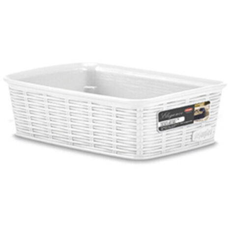 Stefanplast Cestino Scatola Organizer in plastica intrecciata bianco 20x14x6 (1/2)