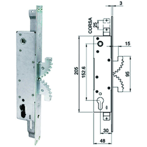 SERRATURA INFILARE TRIPLICE BURKERLOCKS MONTANTI DOPPIO GANCIO C/QUAD. 4001