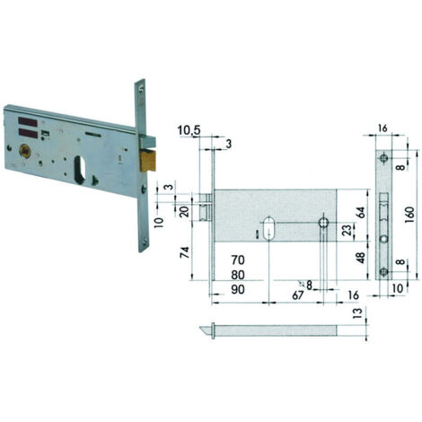 Elettroserratura da infilare per fasce mm.64 h 14510 - Misure: mm 80 (14510800)