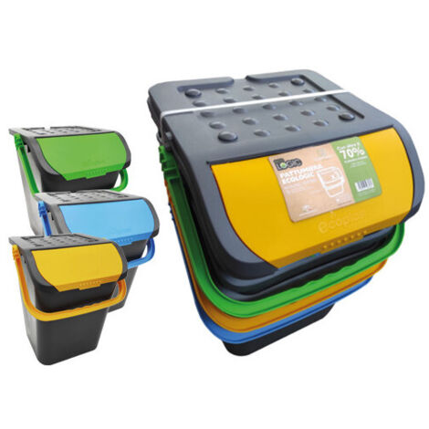 Set pattumiere antirandagismo 3 pezzi – Capacità 35 L – Doppia apertura – Ecoplast