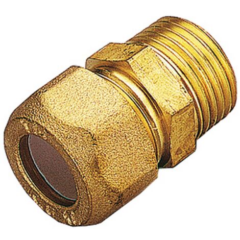 10PZ RACCORDI OTTONE DIRITTI BICONO MASCHIO GAS 12X3/8