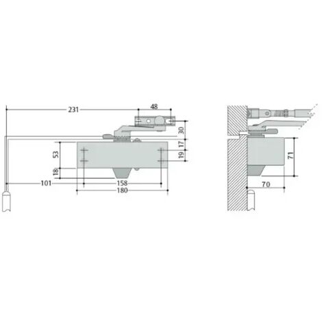 Chiudiporta Aerodinamico Assa Abloy MAB 503 Nero con Pignone e Cremagliera, Modello Me0503