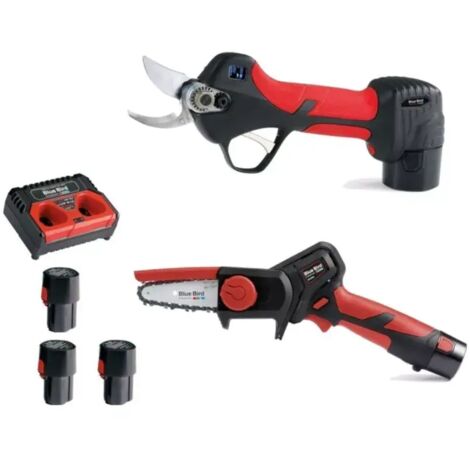 kit forbice "ps 23-25faster" e potatore "cs 22-04" blue bird con 3 batterie 12,6v 2,5ah