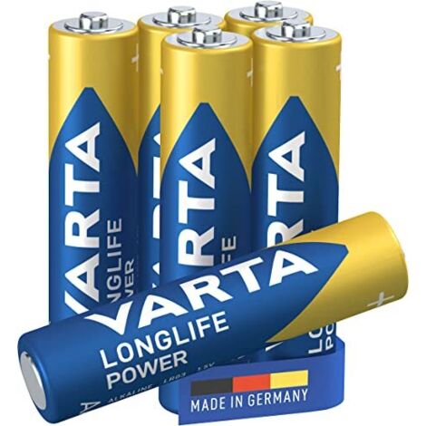 Varta Longlife Power AAA Micro LR03 (confezione da 6), batteria alcalina - "Made in Germany" - Adatta per giocattoli, torce, telecomandi e altri dispositivi a batteria (1/4)