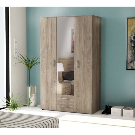 Kit armadio 3a+2c specchio 121x200x54 rovere k105