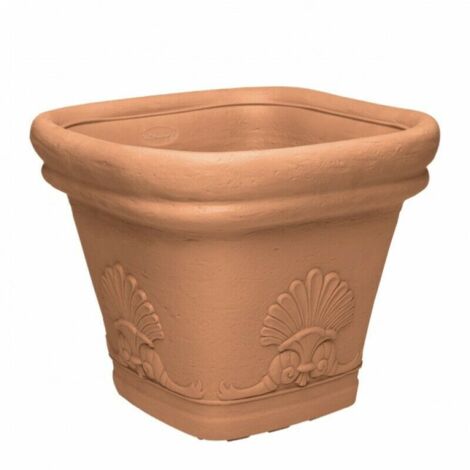 Vaso Quadro Festonato in resina Mod. Zeus Colore Impruneta 38x38xh.33cm