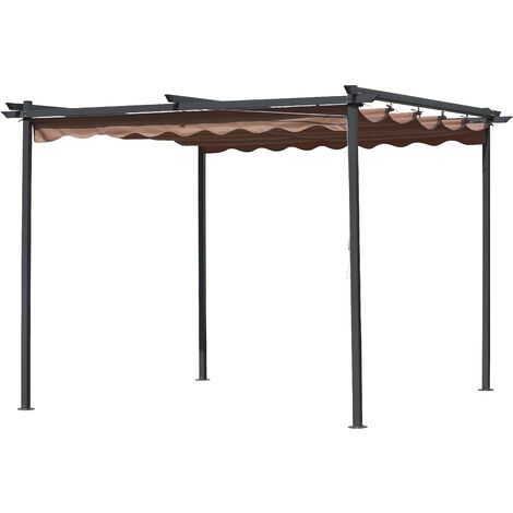 Pergola 3x3 con Telo Retrattile in Acciaio da Esterno Carport Auto Moto
