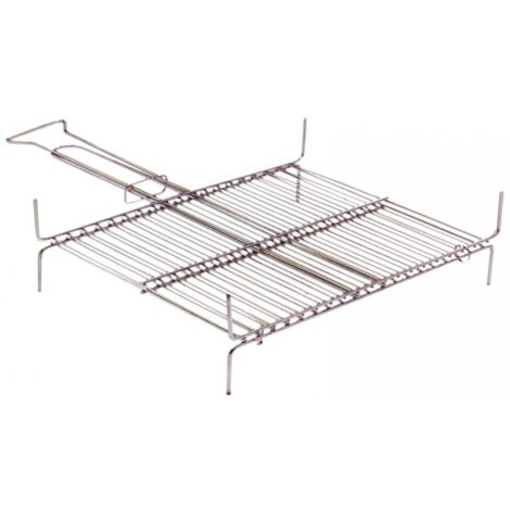 Graticola ristorante 35 x 40 cm doppia griglia graticole per brace arrosto barbecue grill in ferro cromato