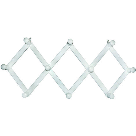 Appendiabiti Estensibile In Legno 10 Posti Bianco - cm.32x79