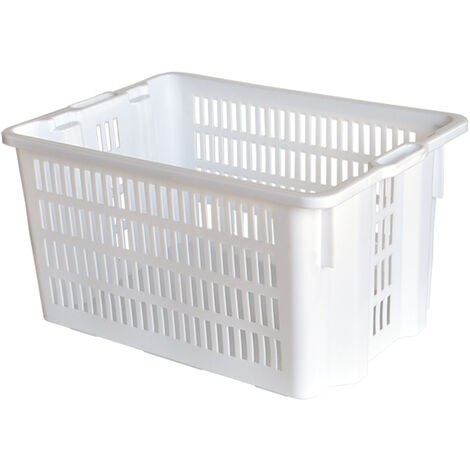 Cesta per pane sovrapponibile in plastica bianca traforata con manici -65 litri