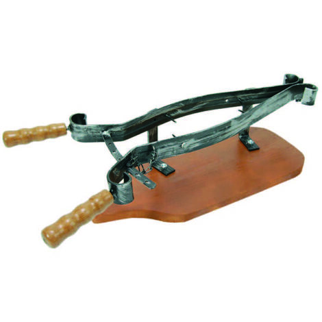 Porta Prosciutto A Cerniera In Ferro Con Base In Legno - cm.19x62x17h.