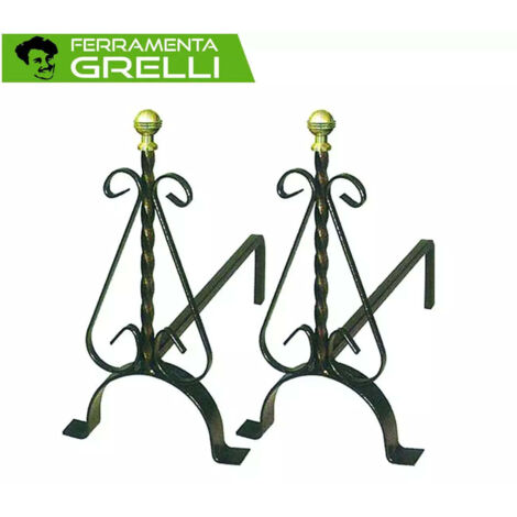 Alari Torciglione Con Pomoli In Ottone - cm.19x40x33h.