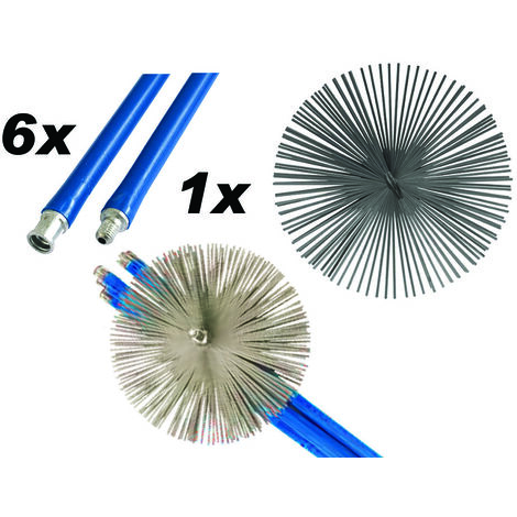 Kit Spazzacamino 8,6 mt - Scovolo 25 cm, Asta Flessibile 20 cm e 6 Aste 140 cm