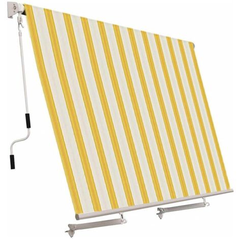 Tenda da sole a caduta 250x250 cm in alluminio con bracci per esterno inclinazione fissa gialla e beige