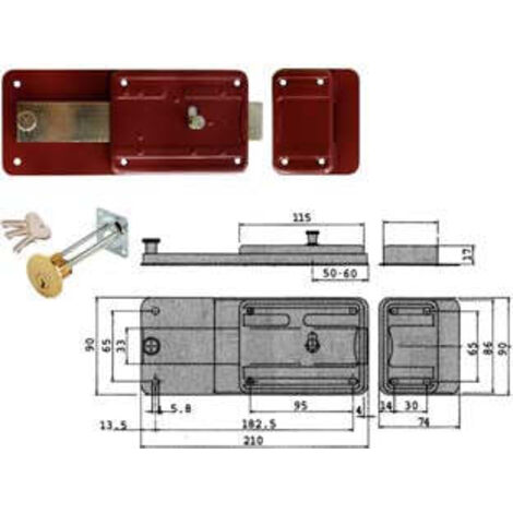 Ferroglietto Con Catenaccio 6 Mandate Scrocco Cilindro Staccato 55071 - mm.50 (55071501)
