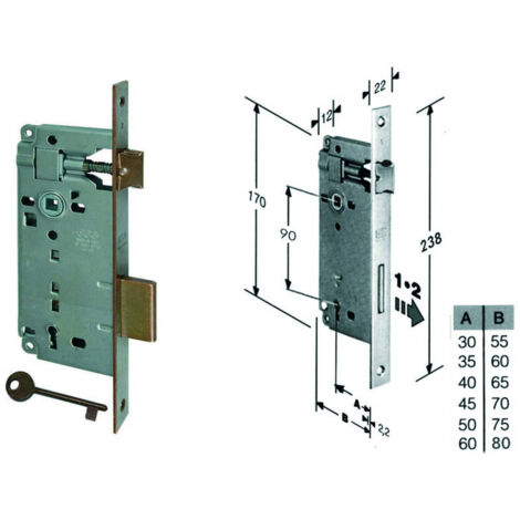 Serratura a bussola da infilare - Bordo quadro bronzato - Misure: mm 45 - (B.00592.35.02)