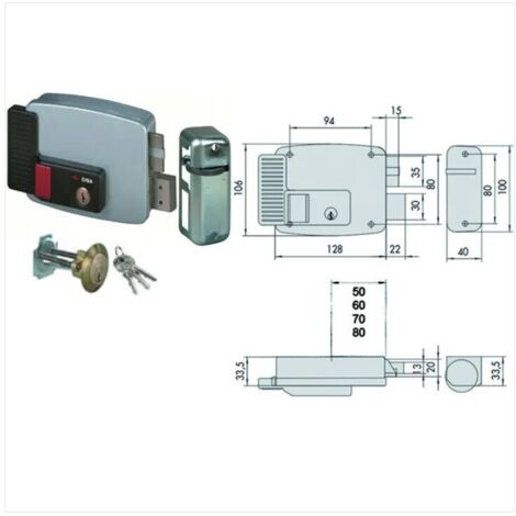 Serratura elettrica elettroserratura applicare 11670 cisa 50 mm dx porte legno