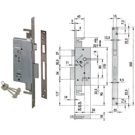 Serratura Triplice Da Infilare Doppia Mappa Con Scrocco 57215 - Mm.45 ...