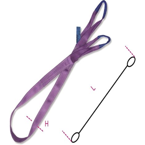 Cinghie di sollevamento con fascia a doppio strato mm.50 - Specifiche: mt 5 x mm 50h - portata Kg 1000 - Colore: Viola