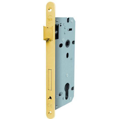 Yale Serratura per porte in legno Y52X1060 ottone lucido, bordi tondi, entrata 60mm