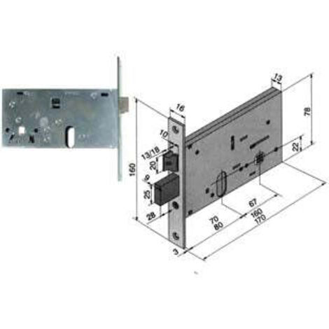 1PZ SERRATURA INFILARE FASCE CATENACCIO SCROCCO MM.78 H 136 mm70