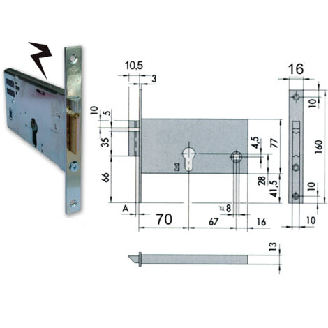 CISA SERRATURA METALLO INFILARE ELETTRICA 14350 - CISA 1: E.MM 70
