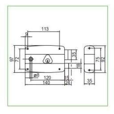 Serratura portoncino quadro catenaccio e scrocco cilindro fisso 50471 - Specifiche: mm 60 SX (50471602)
