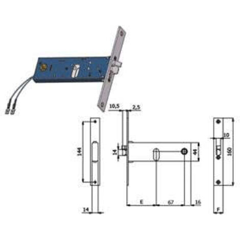 SERRATURA METALLO INFILARE ELETTRICA 899 OMEC • B.Q NICH F.MM 16 F.OVALE+SCR H.MM 44 E.MM 80