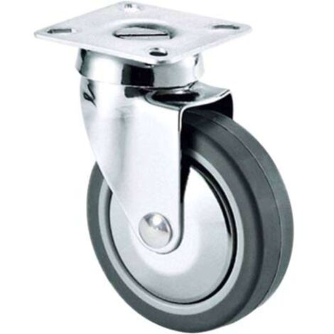 Ruota Gomma Grigia A Snodo Piastra Girevole Altezza 103 Mm Diametro 75 Mm Portata 90 Kg - Foto 4