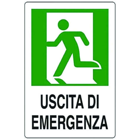 Cartello  uscita di emergenza a sinistra - cm.20x30h. - 10 pz