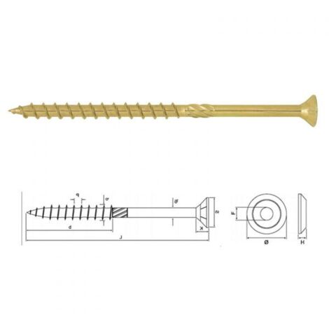 50 pezzi VITE VITI TORX PER LEGNO 8x120 mm ZINCATE GIALLE TESTA CAVA FRIULSIDER