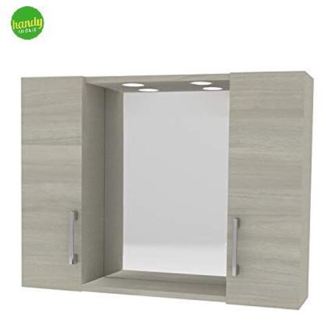 Savinidue Specchiera da Bagno con LED - Rovere Grigio - 77x57 cm
