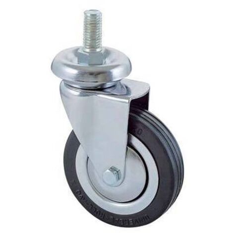 Ruote a forcella in gomma con perno 155b - Specifiche: Ø mm 80x20 perno Ø mm 10x30 mm 115h 70daN - 4 pz