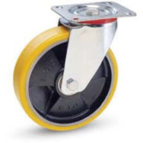 Ruote industriali in poliuretano nucleo ghisa con piastra girevole22 - Specifiche: Ø mm 80x20 piastra mm 100x85 108h  120daN