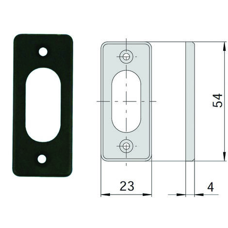 Bocchetta in nylon nero per cilindri ovali 06027 01 - mm.23x54, spessore mm.4 (06027010)