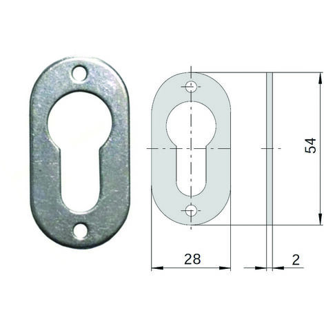 Bocchetta in acciaio zincato sagomate 06092 00 - mm.28x54, spessore mm.2 (06092000)