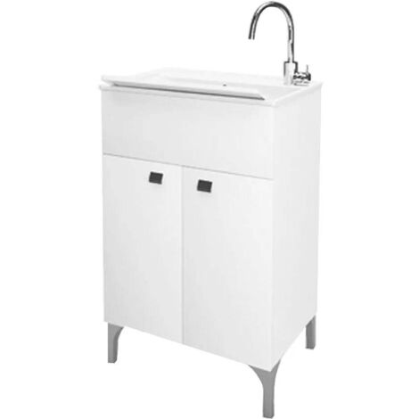 Mobile lavatoio anta doppia cm 50 x 50 x h.83 - bianco lucido (1/2)