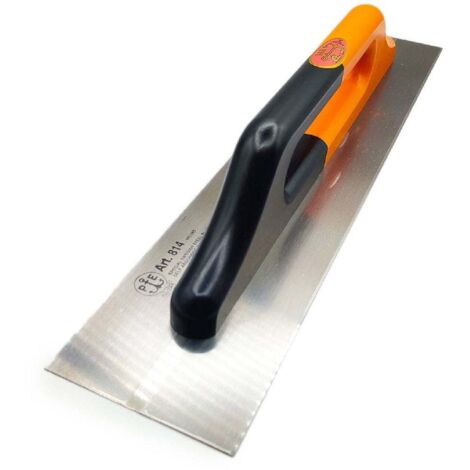 Frattone liscio "Tedesco" in acciaio con manico in legno a due mani -14 x 50 cm