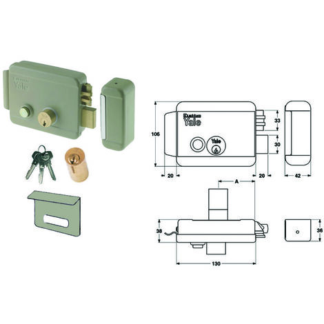 Elettroserratura per cancelli con catenaccio pulsante e tetto 6888 - mm.70 dx (y68880701)