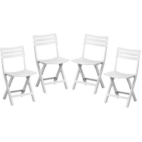 4 sedie pieghevoli in resina bianca salvaspazio – Ergonomiche e richiudibili – Dimensioni 44 x 41 x 78 cm – Per esterni e campeggio (1/5)