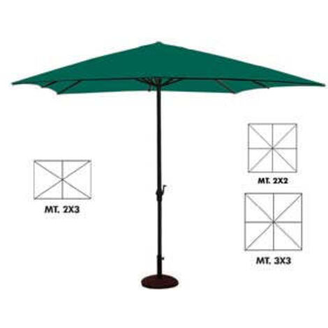 Ombrellone con LED 300 cm rosso - manovella - protezione UV idrorepellente pieghevole
