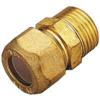 10PZ RACCORDI OTTONE DIRITTI BICONO MASCHIO GAS 12X3/8