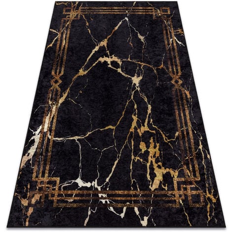 Marble Geometry Black Golden Rug Dust-proof Washable Doormat