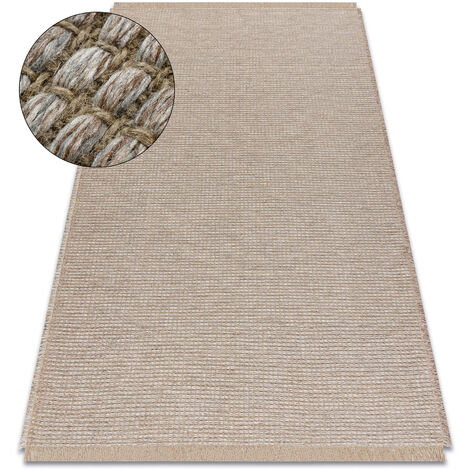 Carpet JUTE 3652 beige / grey one colour - jute, flat-woven, fringes beige 80x150 cm (1/5)